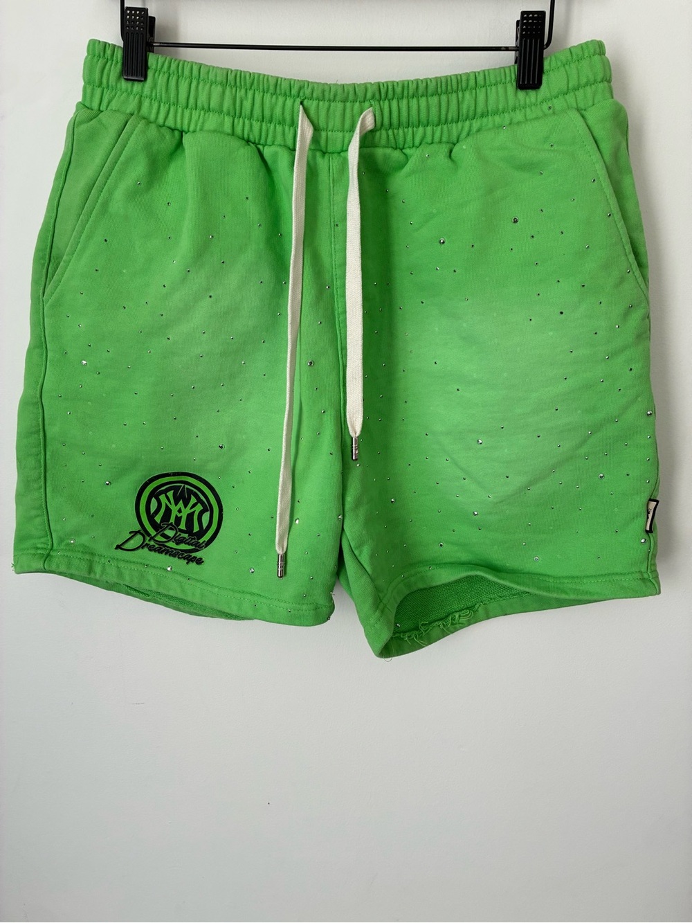 Watson Shorts Men’s S Digital Dreamscape Rhinestone Green Sweat Shorts